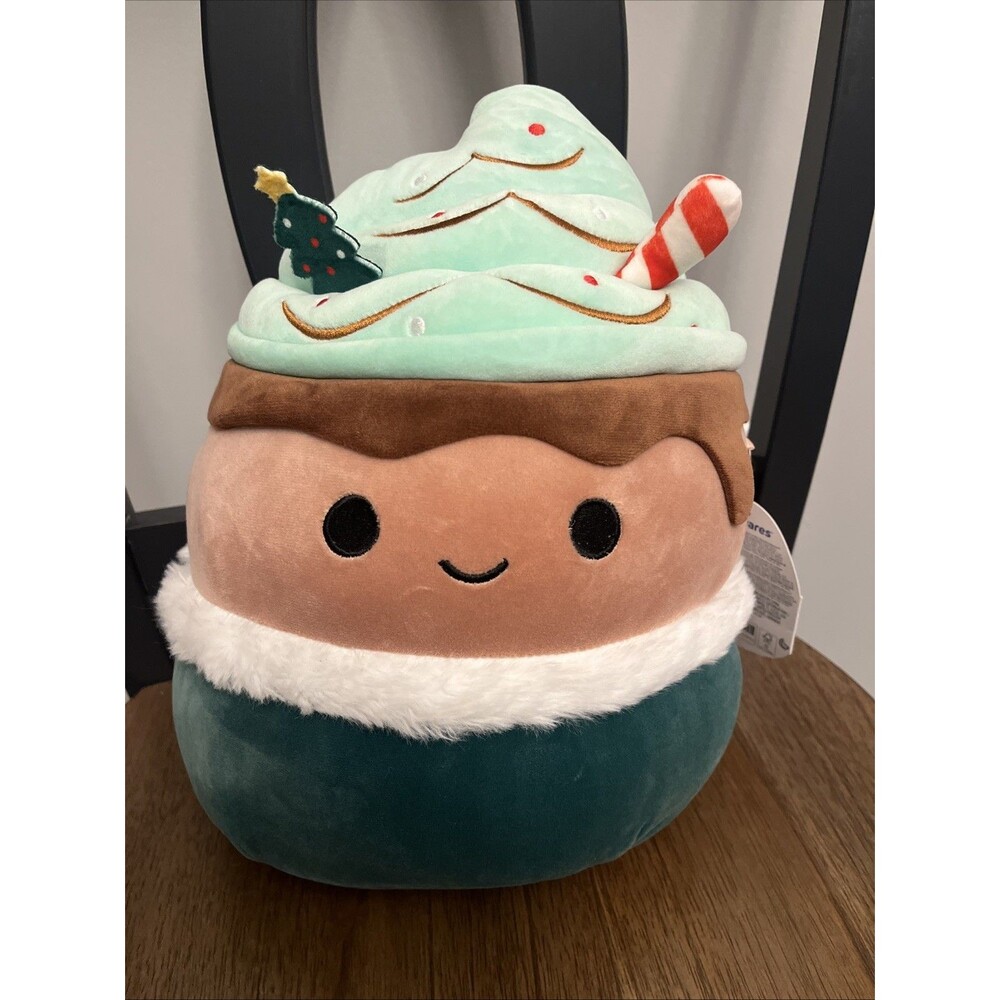 Squishmallows Ernesto Peppermint Mint Mocha Latte Christmas Plush ~10" NWT